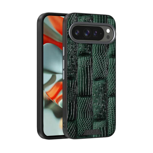 For Google Pixel 10 Pro XL ABEEL Beast Pattern 6D Micro-Embossed MagSafe Genuine Leather Phone Case(Green) - Google Cases by buy2fix | Online Shopping UK | buy2fix