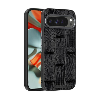 For Google Pixel 10 / 10 Pro ABEEL Beast Pattern 6D Micro-Embossed MagSafe Genuine Leather Phone Case(Black) - Google Cases by buy2fix | Online Shopping UK | buy2fix