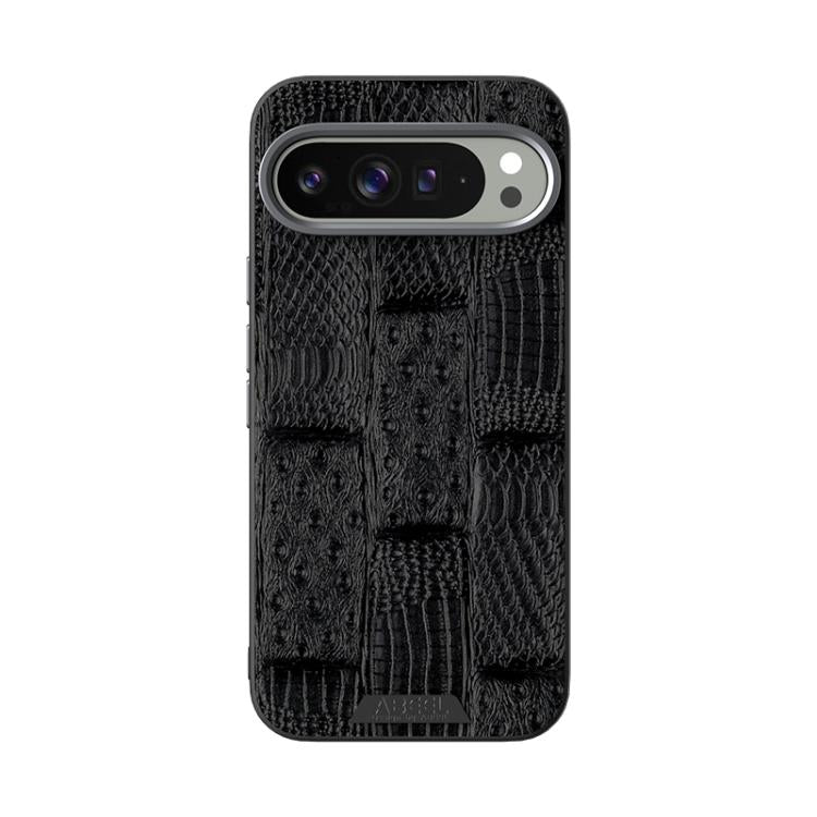 For Google Pixel 10 / 10 Pro ABEEL Beast Pattern 6D Micro-Embossed MagSafe Genuine Leather Phone Case(Black) - Google Cases by buy2fix | Online Shopping UK | buy2fix