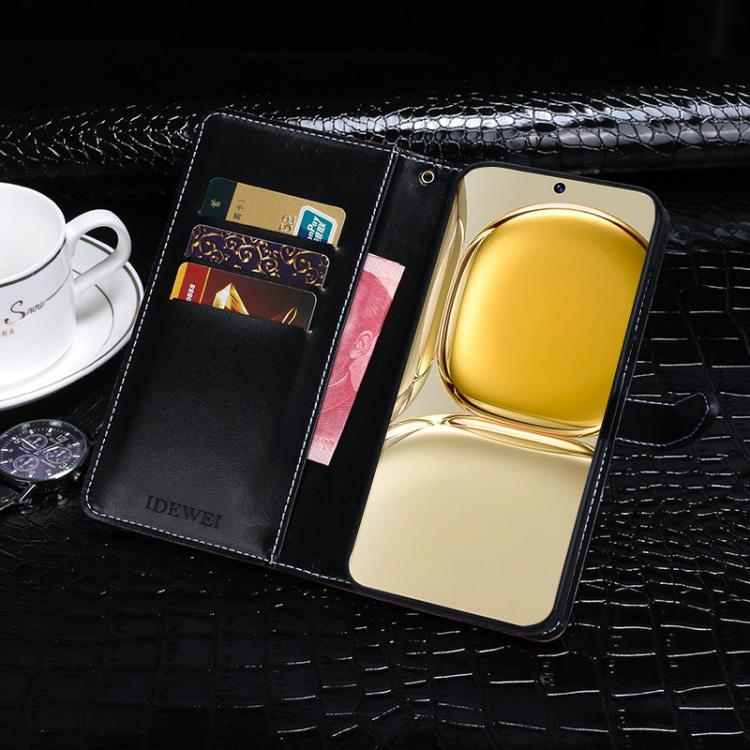 For iPhone 16e idewei Crocodile Texture Leather Phone Case(Black) - iPhone 16e Cases by idewei | Online Shopping UK | buy2fix