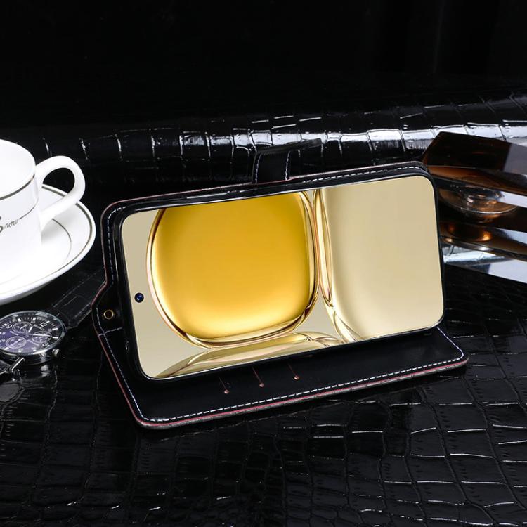 For iPhone 16e idewei Crocodile Texture Leather Phone Case(Black) - iPhone 16e Cases by idewei | Online Shopping UK | buy2fix