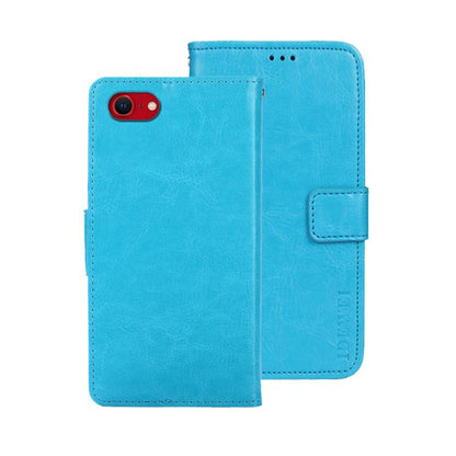 For iPhone 16e idewei Crazy Horse Texture Leather Phone Case(Sky Blue) - iPhone 16e Cases by idewei | Online Shopping UK | buy2fix