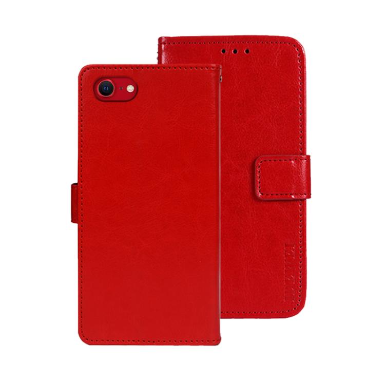 For iPhone 16e idewei Crazy Horse Texture Leather Phone Case(Red) - iPhone 16e Cases by idewei | Online Shopping UK | buy2fix
