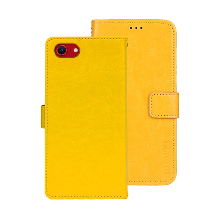 For iPhone 16e idewei Crazy Horse Texture Leather Phone Case(Yellow) - iPhone 16e Cases by idewei | Online Shopping UK | buy2fix