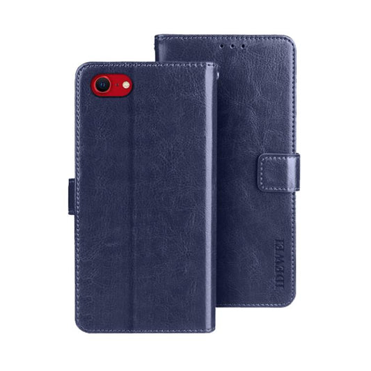 For iPhone 16e idewei Crazy Horse Texture Leather Phone Case(Blue) - iPhone 16e Cases by idewei | Online Shopping UK | buy2fix
