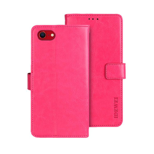 For iPhone 16e idewei Crazy Horse Texture Leather Phone Case(Rose Red) - iPhone 16e Cases by idewei | Online Shopping UK | buy2fix