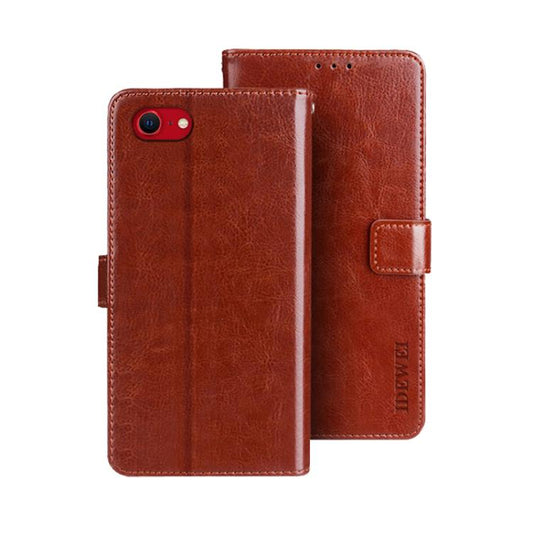 For iPhone 16e idewei Crazy Horse Texture Leather Phone Case(Brown) - iPhone 16e Cases by idewei | Online Shopping UK | buy2fix