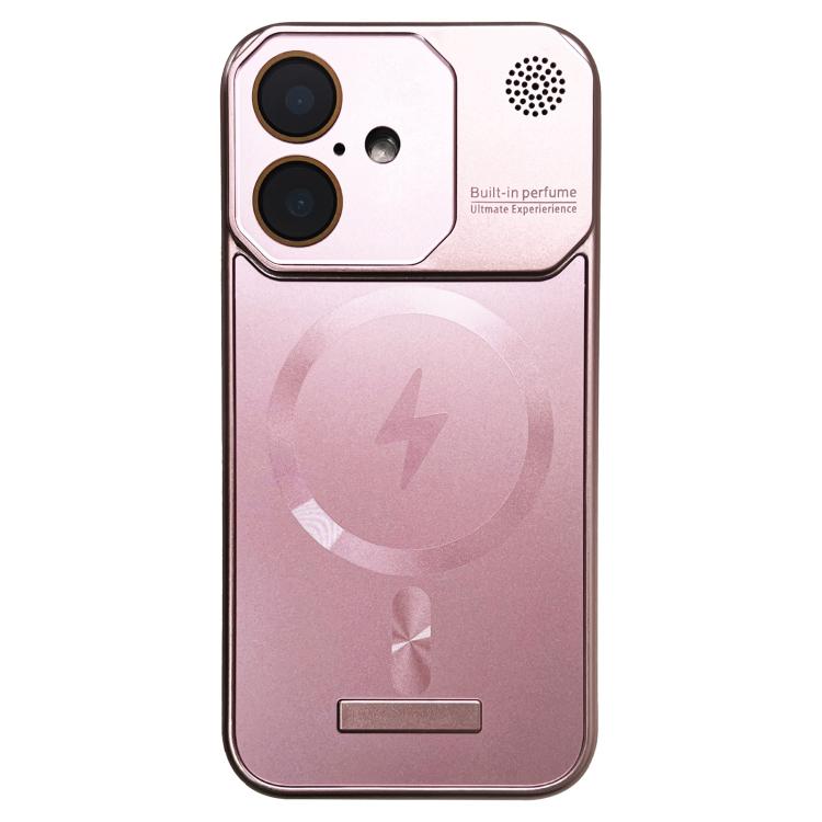 For iPhone 16 Frameless Aromatherapy MagSafe Magnetic PC Phone Case(Rose Gold) - iPhone 16 Cases by buy2fix | Online Shopping UK | buy2fix