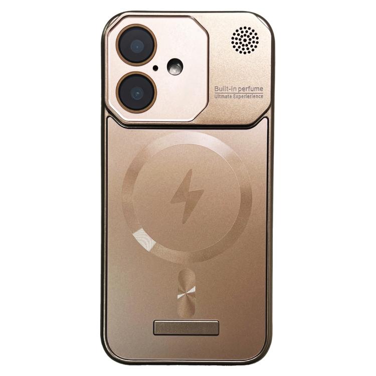 For iPhone 16 Frameless Aromatherapy MagSafe Magnetic PC Phone Case(Gold) - iPhone 16 Cases by buy2fix | Online Shopping UK | buy2fix