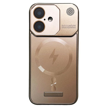 For iPhone 16 Frameless Aromatherapy MagSafe Magnetic PC Phone Case(Gold) - iPhone 16 Cases by buy2fix | Online Shopping UK | buy2fix