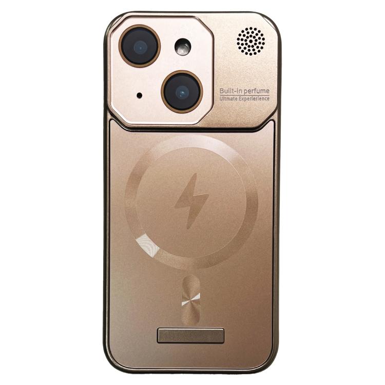 For iPhone 15 Frameless Aromatherapy MagSafe Magnetic PC Phone Case(Gold) - iPhone 15 Cases by buy2fix | Online Shopping UK | buy2fix