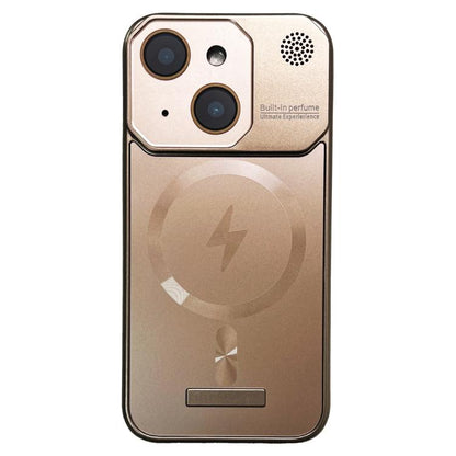 For iPhone 15 Frameless Aromatherapy MagSafe Magnetic PC Phone Case(Gold) - iPhone 15 Cases by buy2fix | Online Shopping UK | buy2fix