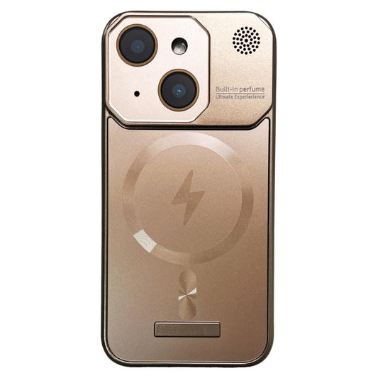 For iPhone 15 Frameless Aromatherapy MagSafe Magnetic PC Phone Case(Gold) - iPhone 15 Cases by buy2fix | Online Shopping UK | buy2fix