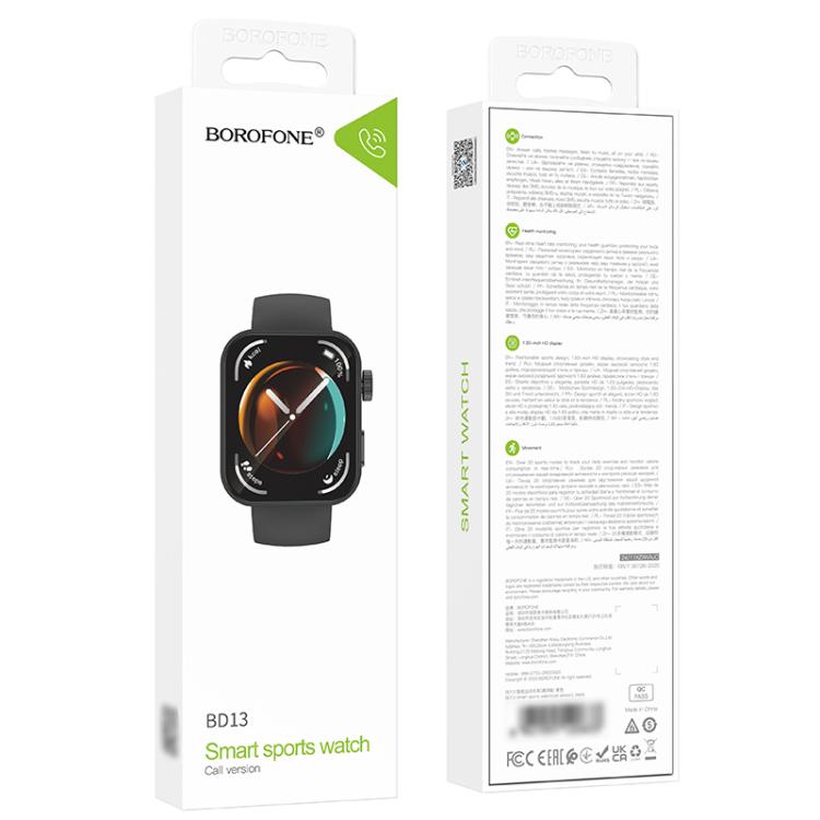 BOROFONE BD13 Smart Sports Watch, 1.83 inch Screen, Support BT Call(Black) - Smart Watches by Borofone | Online Shopping UK | buy2fix