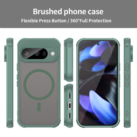 For Google Pixel 10 Pro Fan Dun Series TPU Hybrid PC Frosted Magsafe Phone Case(Green) - Google Cases by buy2fix | Online Shopping UK | buy2fix