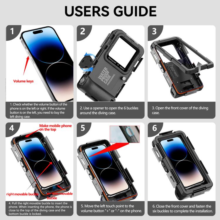 RedPepper 4th Generation Diving Protective Case for iPhone, Waterproof depth: 15m(Black) - Waterproof Bag by RedPepper | Online Shopping UK | buy2fix