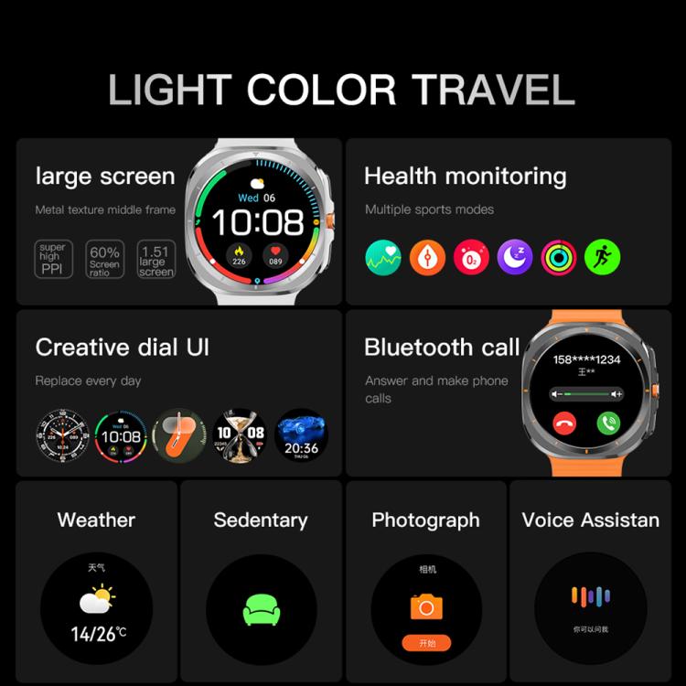 X7 1.51 inch IPS Screen Bluetooth Smart Watch Supports Healthy Monitoring(Orange) - Smart Watches by buy2fix | Online Shopping UK | buy2fix
