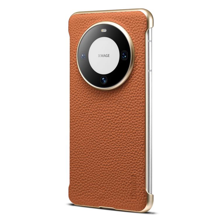 For Huawei Mate 60 Denior A20 Genuine Leather Litchi Texture MagSafe Frameless Phone Case(Brown) - Huawei Cases by Denior | Online Shopping UK | buy2fix