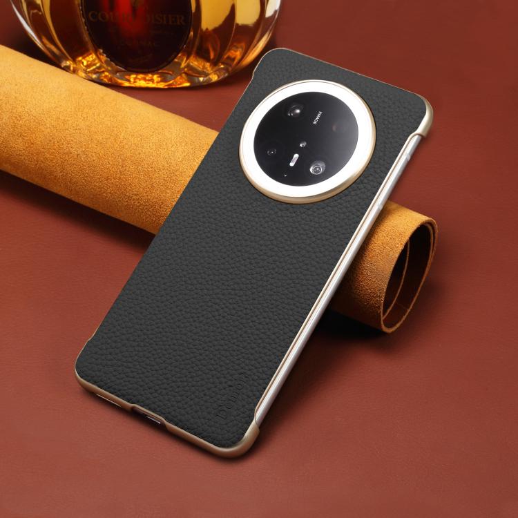 For Huawei Mate 70 Denior A20 Genuine Leather Litchi Texture MagSafe Frameless Phone Case(Black) - Huawei Cases by Denior | Online Shopping UK | buy2fix