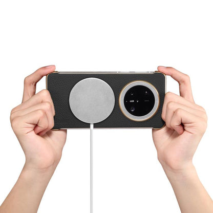 For Huawei Mate 70 Denior A20 Genuine Leather Litchi Texture MagSafe Frameless Phone Case(Black) - Huawei Cases by Denior | Online Shopping UK | buy2fix