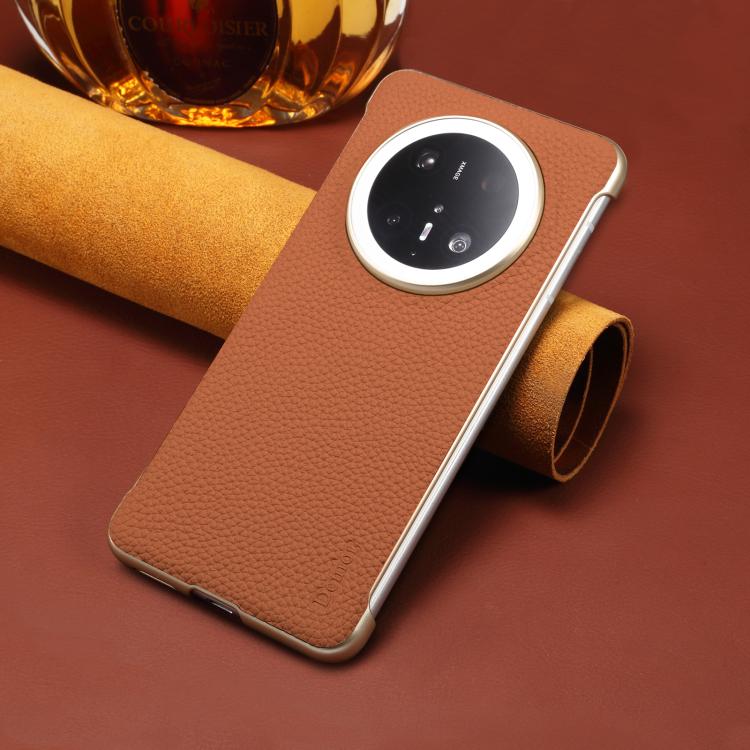 For Huawei Mate 70 Denior A20 Genuine Leather Litchi Texture MagSafe Frameless Phone Case(Brown) - Huawei Cases by Denior | Online Shopping UK | buy2fix