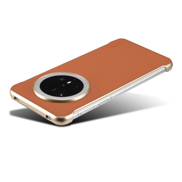 For Huawei Mate 70 Denior A20 Genuine Leather Litchi Texture MagSafe Frameless Phone Case(Brown) - Huawei Cases by Denior | Online Shopping UK | buy2fix