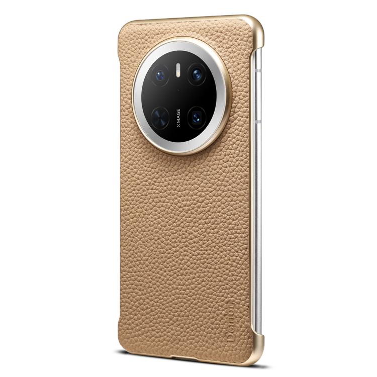 For Huawei Mate 70 Denior A20 Genuine Leather Litchi Texture MagSafe Frameless Phone Case(Khaki) - Huawei Cases by Denior | Online Shopping UK | buy2fix