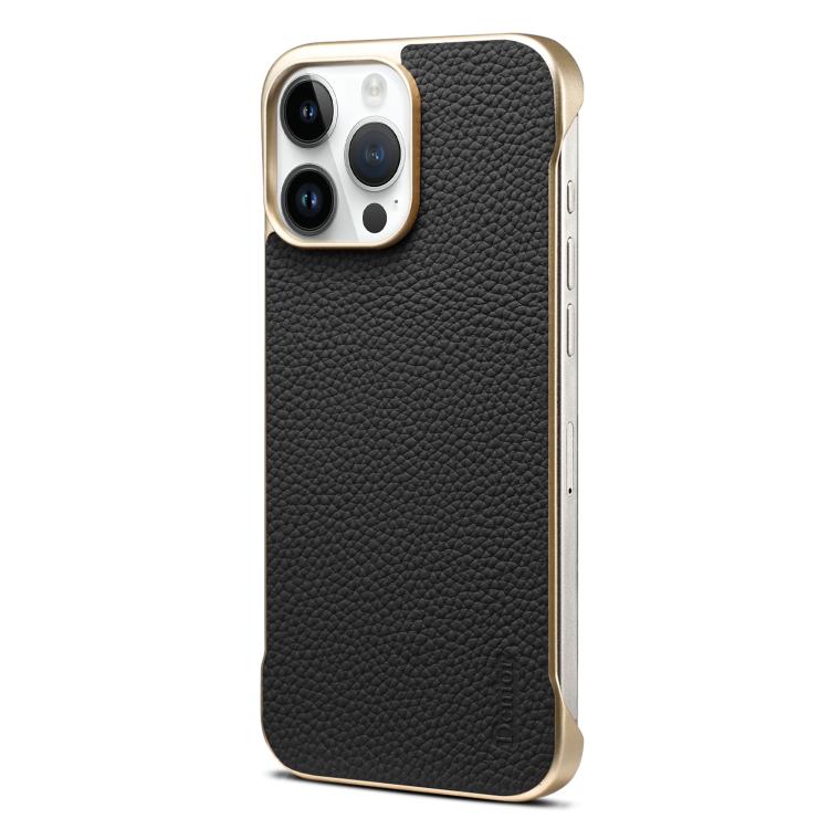 For iPhone 14 Pro Max Denior A20 Genuine Leather Litchi Texture MagSafe Frameless Phone Case(Black) - iPhone 14 Pro Max Cases by Denior | Online Shopping UK | buy2fix