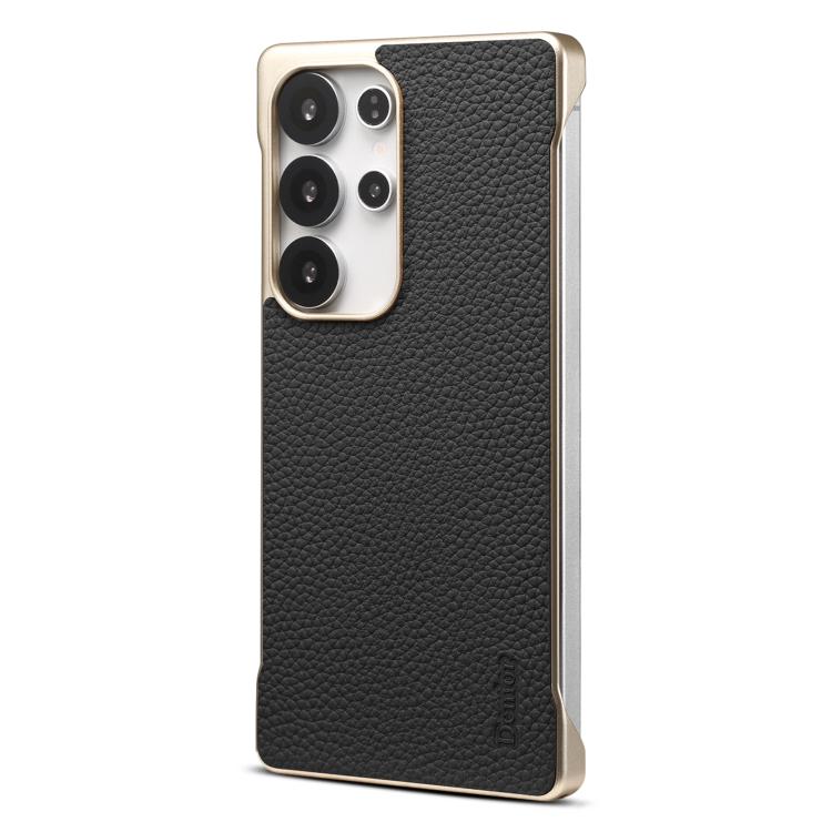 For Samsung Galaxy S25 Ultra 5G Denior A20 Genuine Leather Litchi Texture MagSafe Frameless Phone Case(Black) - Galaxy S25 Ultra 5G Cases by Denior | Online Shopping UK | buy2fix