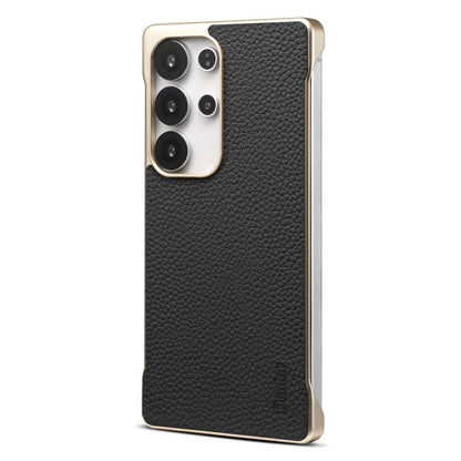 For Samsung Galaxy S25 Ultra 5G Denior A20 Genuine Leather Litchi Texture MagSafe Frameless Phone Case(Black) - Galaxy S25 Ultra 5G Cases by Denior | Online Shopping UK | buy2fix