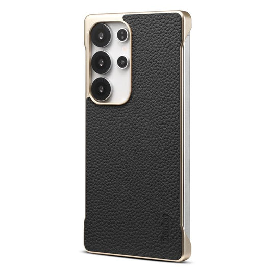 For Samsung Galaxy S25 Ultra 5G Denior A20 Genuine Leather Litchi Texture MagSafe Frameless Phone Case(Black) - Galaxy S25 Ultra 5G Cases by Denior | Online Shopping UK | buy2fix