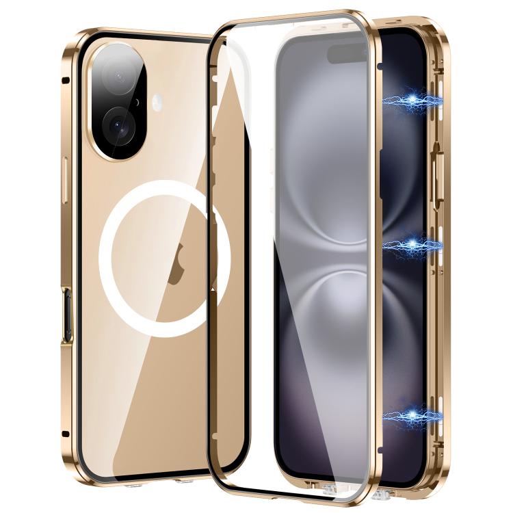 For iPhone 16 360 Full Body Magnetic Frosted MagSafe Phone Case(Desert Gold) - iPhone 16 Cases by buy2fix | Online Shopping UK | buy2fix