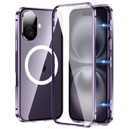 For iPhone 16 360 Full Body Magnetic Frosted MagSafe Phone Case(Purple) - iPhone 16 Cases by buy2fix | Online Shopping UK | buy2fix