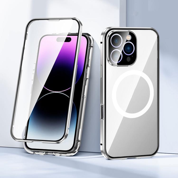 For iPhone 16 360 Full Body Magnetic Frosted MagSafe Phone Case(Silver) - iPhone 16 Cases by buy2fix | Online Shopping UK | buy2fix