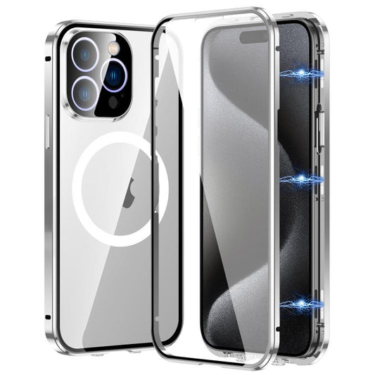For iPhone 15 Pro 360 Full Body Magnetic Frosted MagSafe Phone Case(Silver) - iPhone 15 Pro Cases by buy2fix | Online Shopping UK | buy2fix