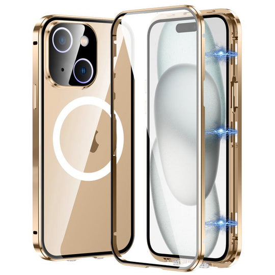 For iPhone 15 360 Full Body Magnetic Frosted MagSafe Phone Case(Desert Gold)