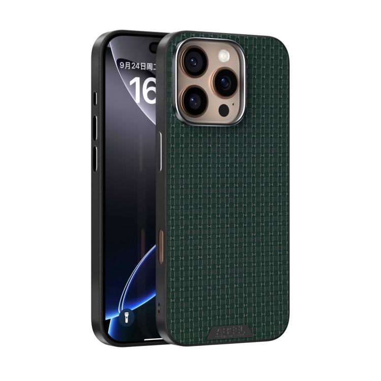 For iPhone 16 Pro ABEEL Ruyi Pattern 6D Micro Relief MagSafe Leather Phone Case(Green) - iPhone 16 Pro Cases by buy2fix | Online Shopping UK | buy2fix