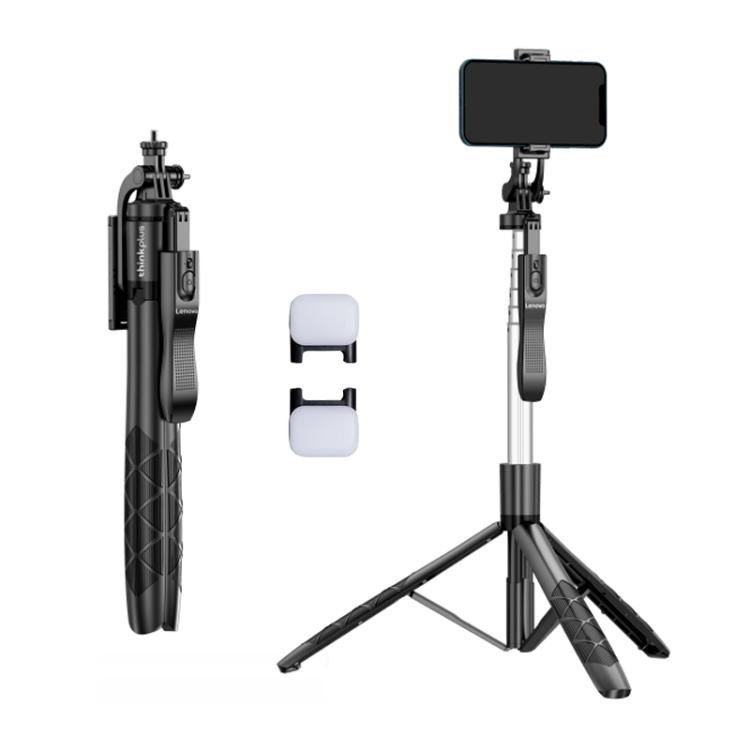 Lenovo Thinkplus H18B Flagship Stainless Steel Bluetooth Selfie Stick with Dual Fill Light, 1.8m(Black) - Selfie Sticks by Lenovo | Online Shopping UK | buy2fix