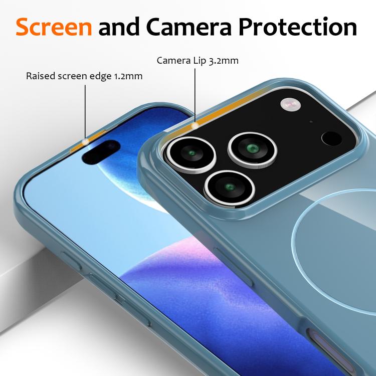 For iPhone 17 Pro Max Glossy TPU Shockproof MagSafe Phone Case with Lanyard(Blue) - iPhone 17 Pro Max Cases by buy2fix | Online Shopping UK | buy2fix