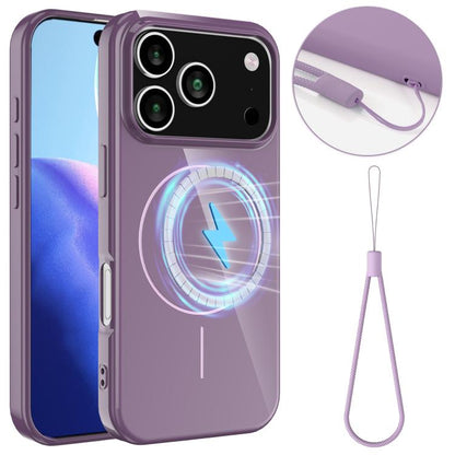 For iPhone 17 Pro Max Glossy TPU Shockproof MagSafe Phone Case with Lanyard(Purple) - iPhone 17 Pro Max Cases by buy2fix | Online Shopping UK | buy2fix