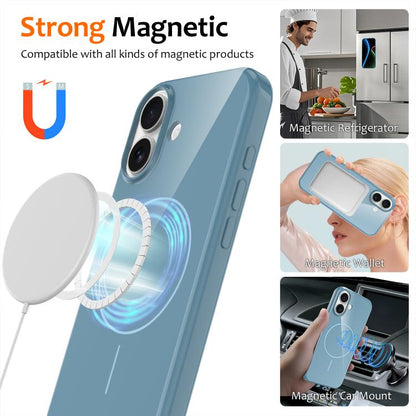For iPhone 17 Glossy TPU Shockproof MagSafe Phone Case with Lanyard(Blue) - iPhone 17 Cases by buy2fix | Online Shopping UK | buy2fix