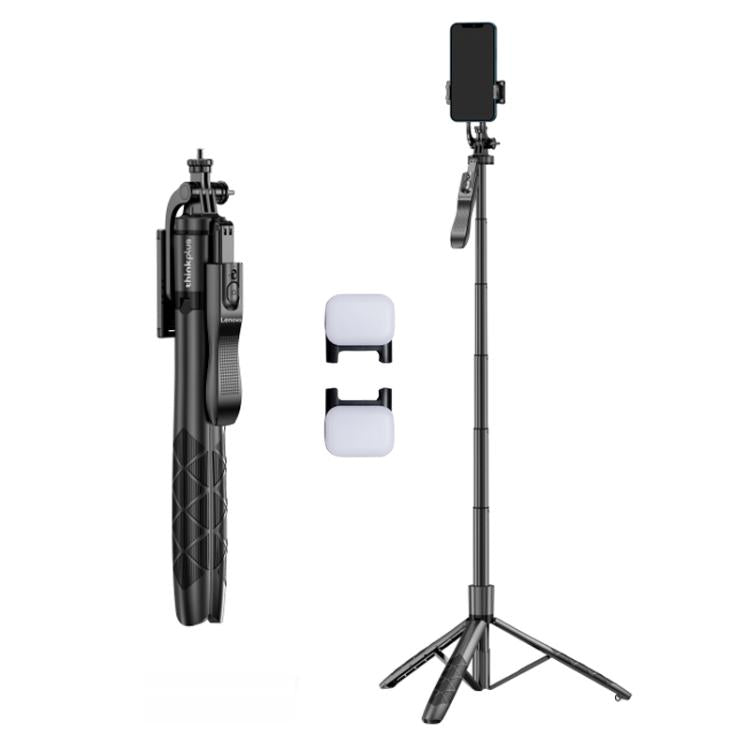 Lenovo Thinkplus H18L Premium Edition Aluminum Alloy Bluetooth Selfie Stick with Dual Fill Lights, 1.8m(Black) - Selfie Sticks by Lenovo | Online Shopping UK | buy2fix