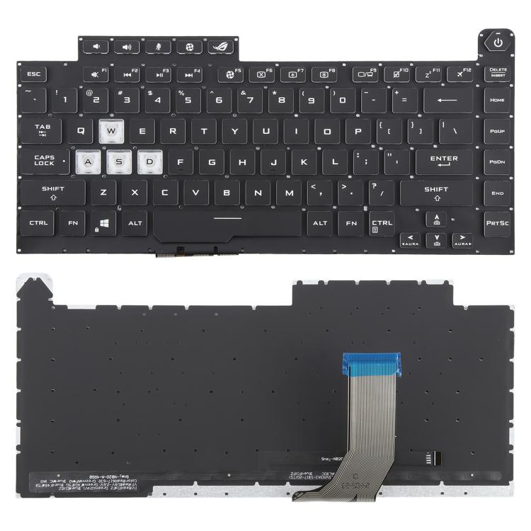 US Version Colorful 16 Pin Backlit Laptop Keyboard for Asus ROG Strix Scar G512 G512LV G512LW G512LI(Transparent keycaps) - Replacement Keyboards by buy2fix | Online Shopping UK | buy2fix
