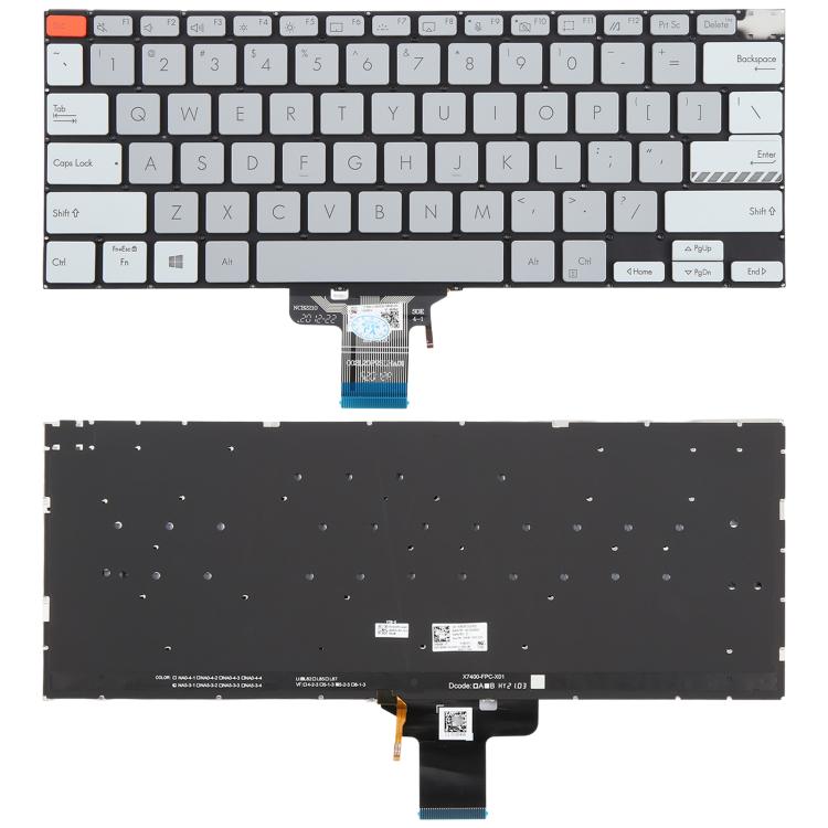 US Version Backlit Laptop Keyboard for Asus Vivobook Pro 14X M7400 M4700 M4700QC M4700PC M7600 M3400 M3401 M3401Q X7400 X3400 X3400P K3400P(Gray) - Replacement Keyboards by buy2fix | Online Shopping UK | buy2fix