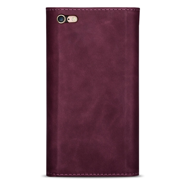 For iPhone 6 Skin Feel Zipper Horizontal Flip Leather Case with Holder & Card Slots & Photo Frame & Lanyard & Long Rope(Wine Red) - More iPhone Cases by buy2fix | Online Shopping UK | buy2fix