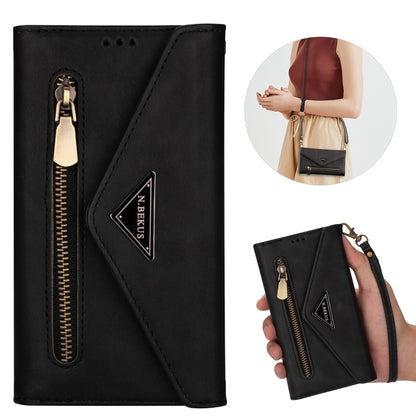 For iPhone 6 Plus Skin Feel Zipper Horizontal Flip Leather Case with Holder & Card Slots & Photo Frame & Lanyard & Long Rope(Black) - More iPhone Cases by buy2fix | Online Shopping UK | buy2fix