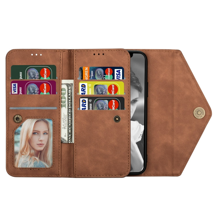 For iPhone 6 Plus Skin Feel Zipper Horizontal Flip Leather Case with Holder & Card Slots & Photo Frame & Lanyard & Long Rope(Brown) - More iPhone Cases by buy2fix | Online Shopping UK | buy2fix
