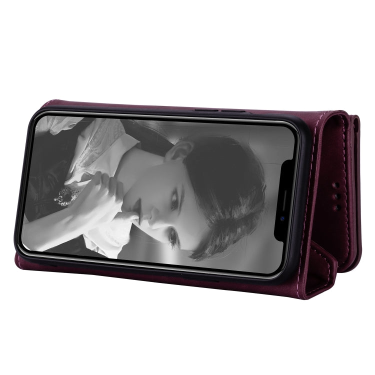 For iPhone 6 Plus Skin Feel Zipper Horizontal Flip Leather Case with Holder & Card Slots & Photo Frame & Lanyard & Long Rope(Wine Red) - More iPhone Cases by buy2fix | Online Shopping UK | buy2fix