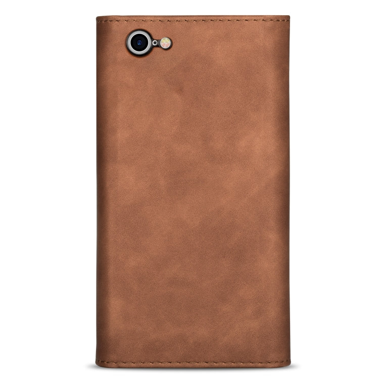 For iPhone 7 / 8 / SE (2020) Skin Feel Zipper Horizontal Flip Leather Case with Holder & Card Slots & Photo Frame & Lanyard & Long Rope(Brown) - More iPhone Cases by buy2fix | Online Shopping UK | buy2fix