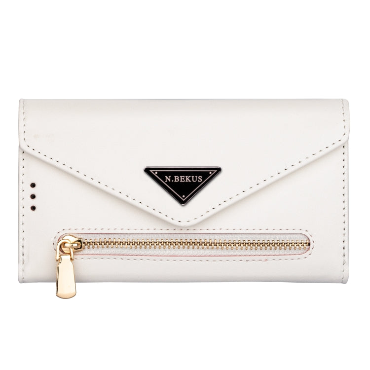 For iPhone 7 / 8 / SE (2020) Skin Feel Zipper Horizontal Flip Leather Case with Holder & Card Slots & Photo Frame & Lanyard & Long Rope(White) - More iPhone Cases by buy2fix | Online Shopping UK | buy2fix